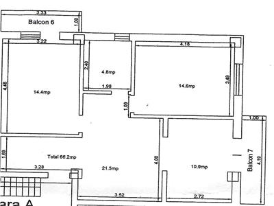 Apartament 3 camere 66 mp + balcoane 8 mp